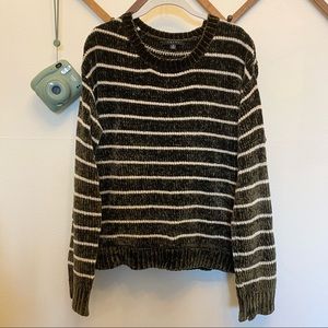 Forest Green Striped Chenille Sweater